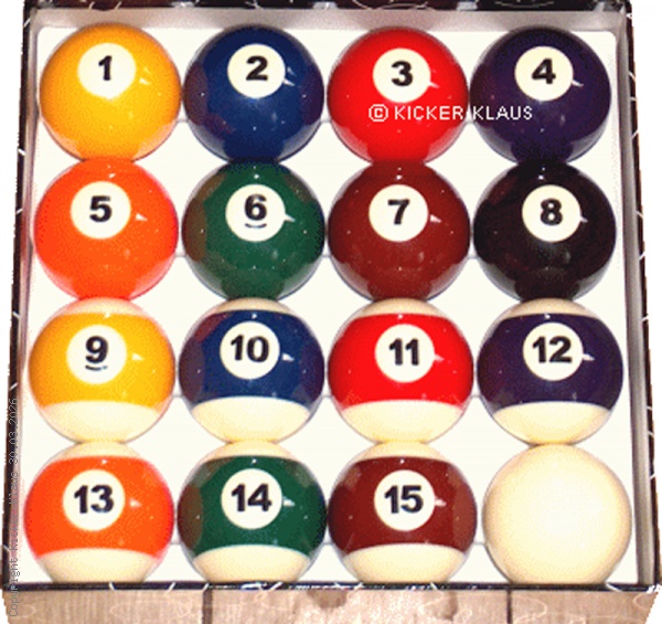 Satz Billard-Poolbälle, normale Ausführung Satz Billard-Poolbälle, normale Ausführung